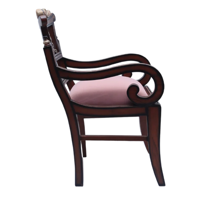 Zorano Teak Wood Arm Chairs (Brown Pink) side view