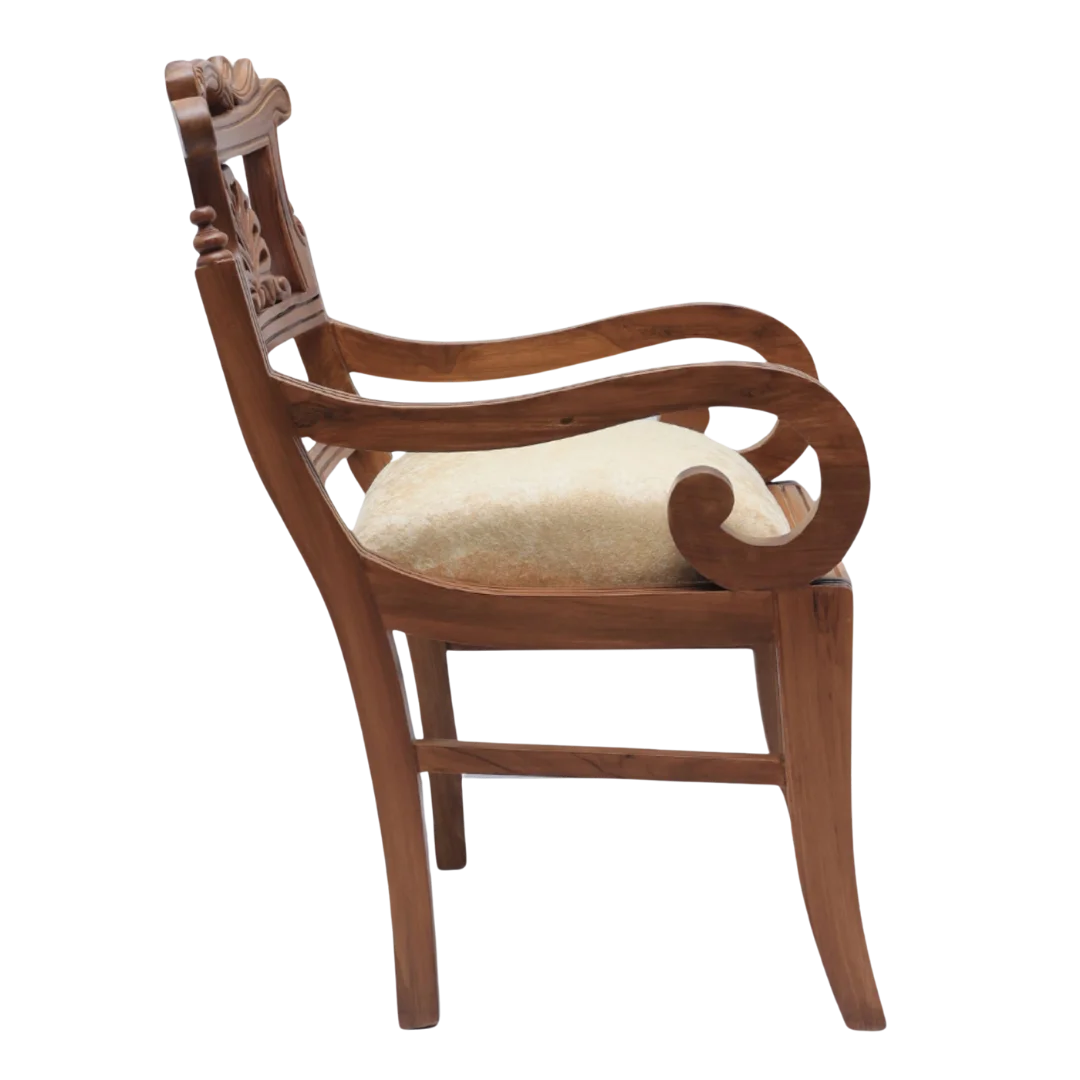 Zorano Teak Wood Arm Chairs (Teak Gold) Side Angle