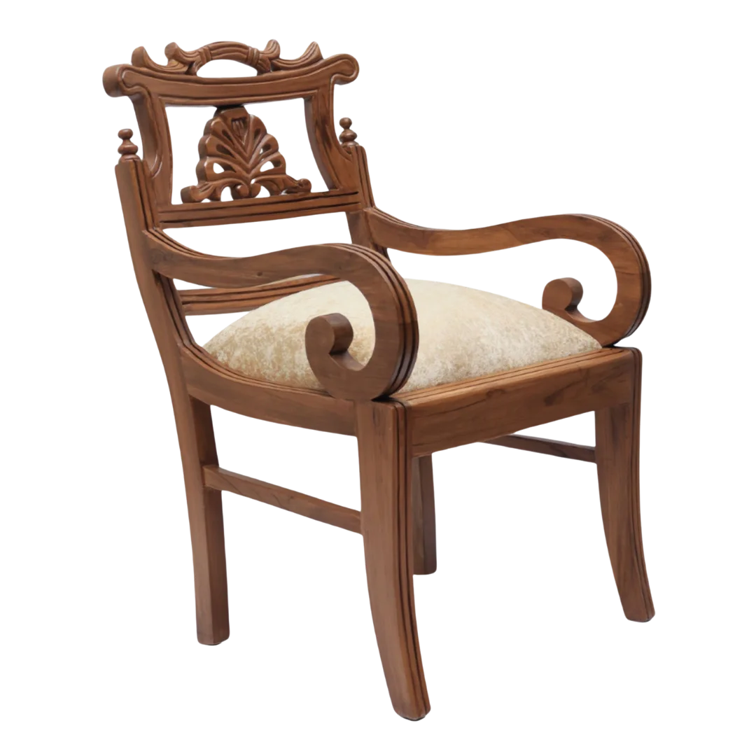 Zorano Teak Wood Arm Chairs (Teak Gold) Side View