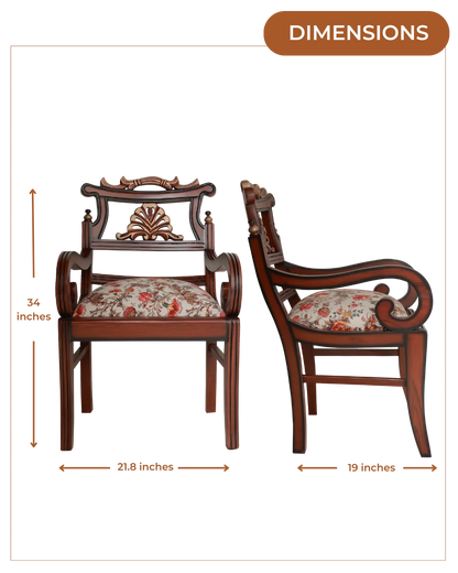Zorano Teak Wood Arm Chair in Brown Beige Dimensions 