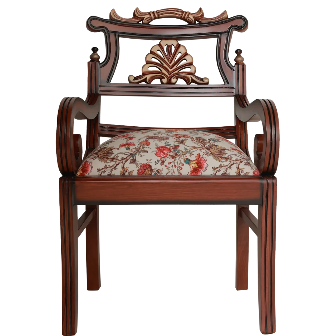 Zorano Teak Wood Arm Chairs Front View(Brown Beige)
