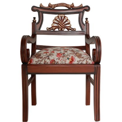 Zorano Teak Wood Arm Chairs Front View(Brown Beige)