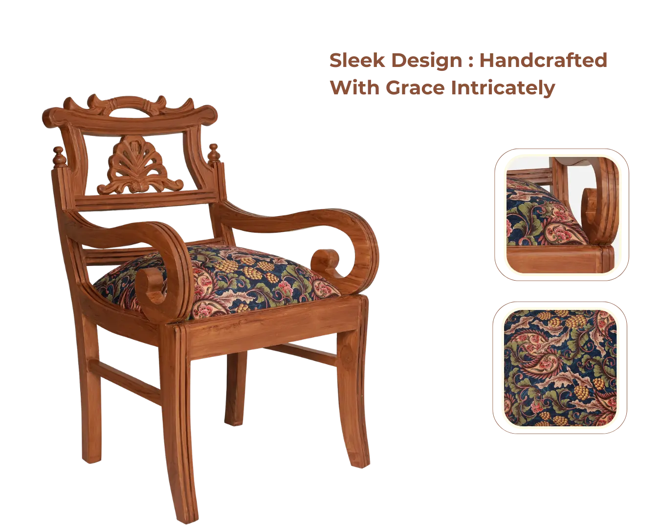 Zorano Teak Wood Arm Chair Product Showcase(Teak Blue)