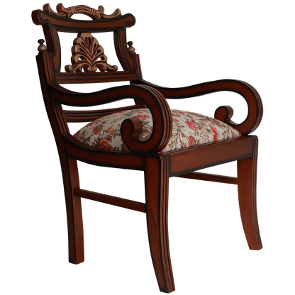 Zorano Teak Wood Arm Chairs Side Angle(Brown Beige)