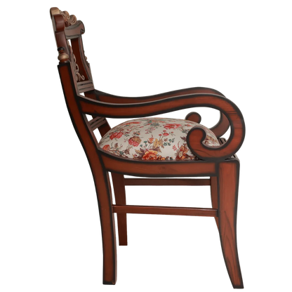 Zorano Teak Wood Arm Chairs Side View(Brown Beige)