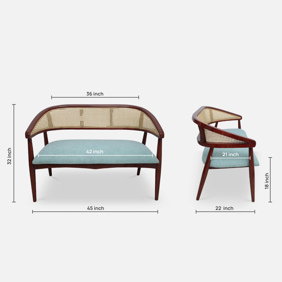 Zylen Solid Wood Love Sofa (Brown) dimensions image 