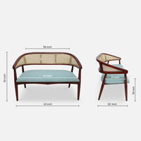 Zylen Solid Wood Love Sofa (Brown) dimensions image 