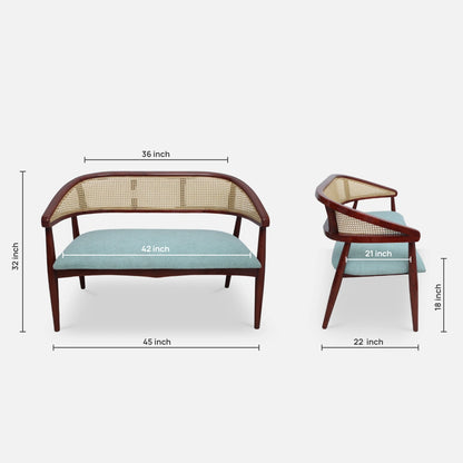 Zylen Solid Wood Love Sofa (Brown) dimensions image 