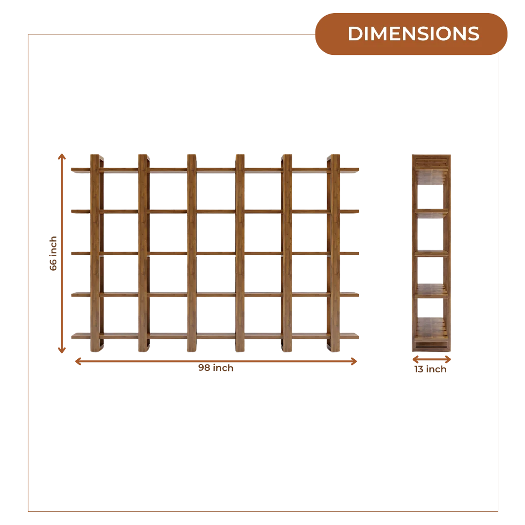 alcove Wood Book Shelf (Teak) dimensions