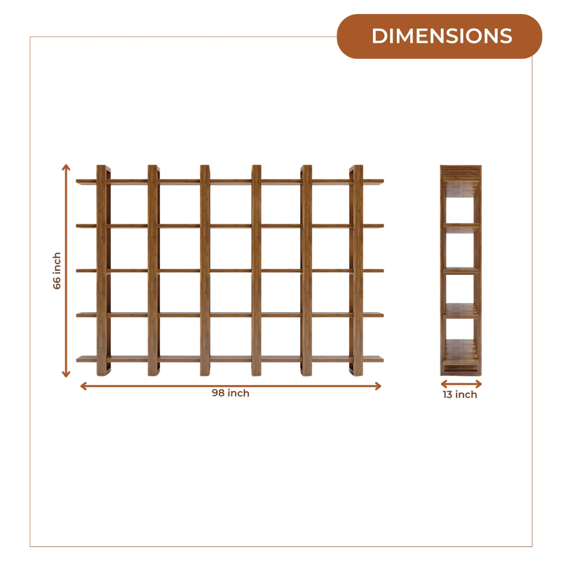 alcove Wood Book Shelf (Teak) dimensions