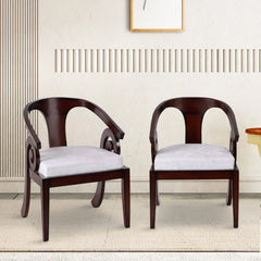 Arlaxa Teak Wood Arm Chairs (Brown Silver)