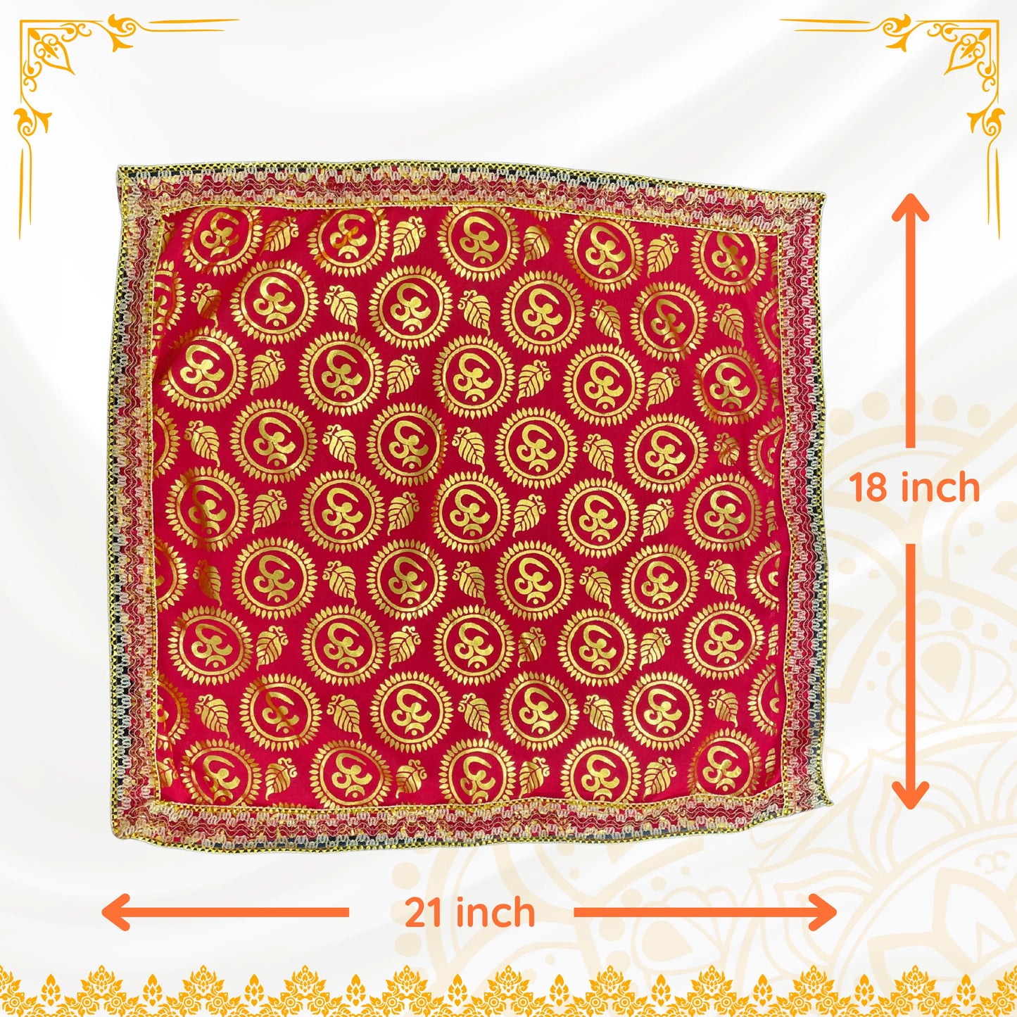 Red-Satin-Pooja-Aasan-with-Golden-Om-dimesnions