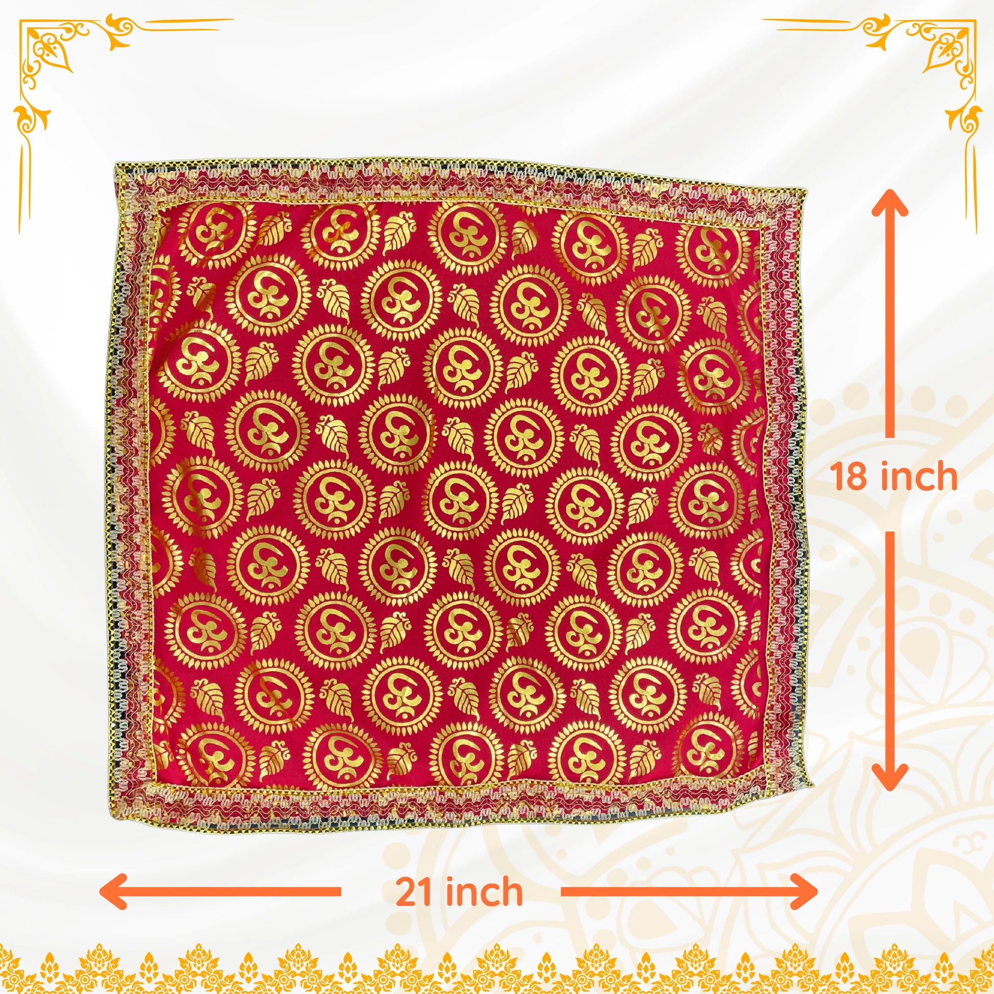 Red-Satin-Pooja-Aasan-with-Golden-Om-dimesnions