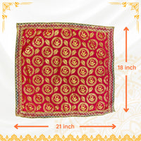 Red-Satin-Pooja-Aasan-with-Golden-Om-dimesnions