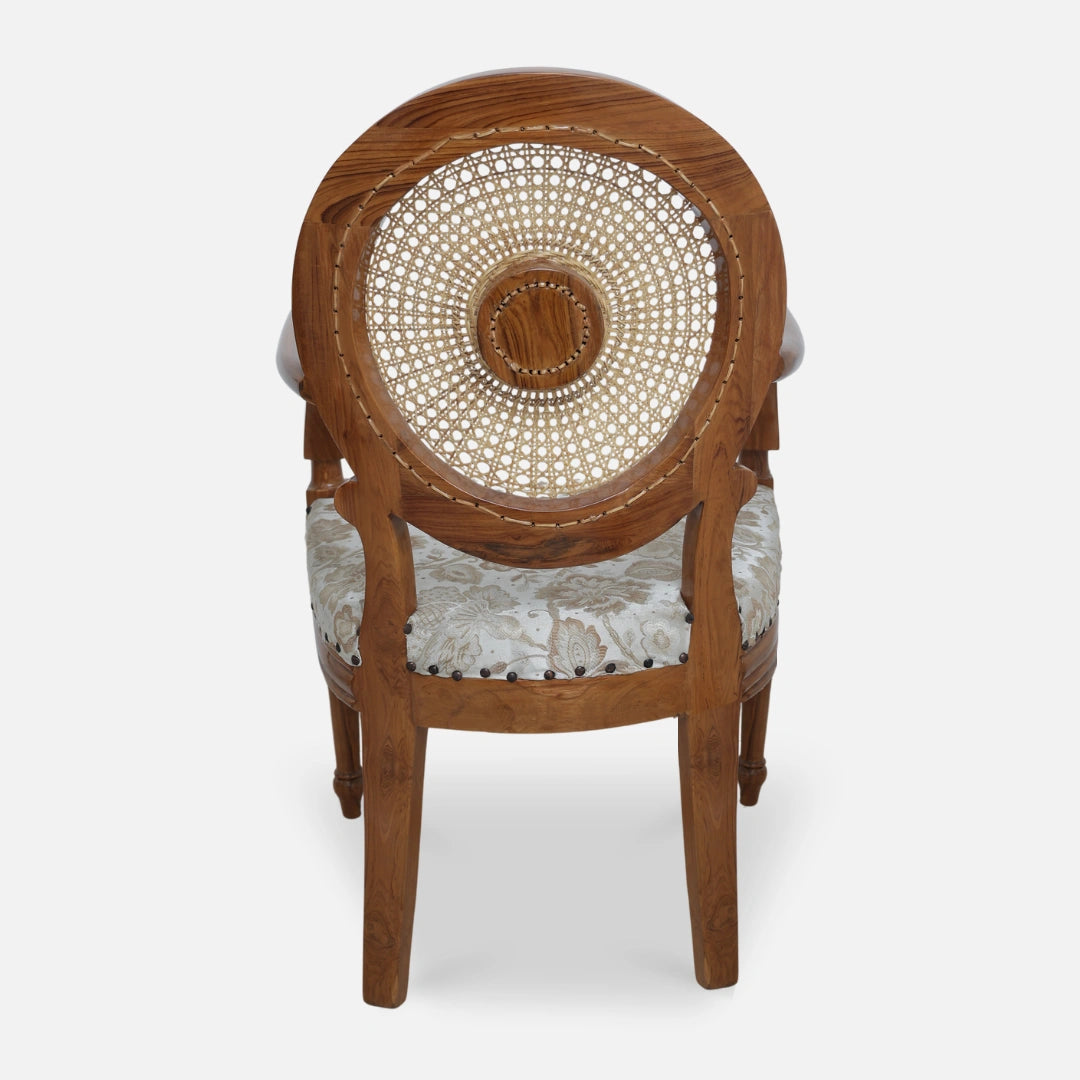 back view Mavric Teak Wood Arm Chairs (Teak) 