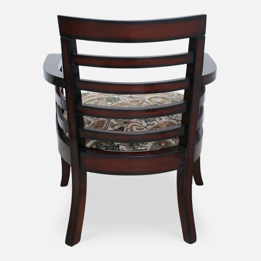 back view Toledo Teak Wood Arm Chair (Brown) 