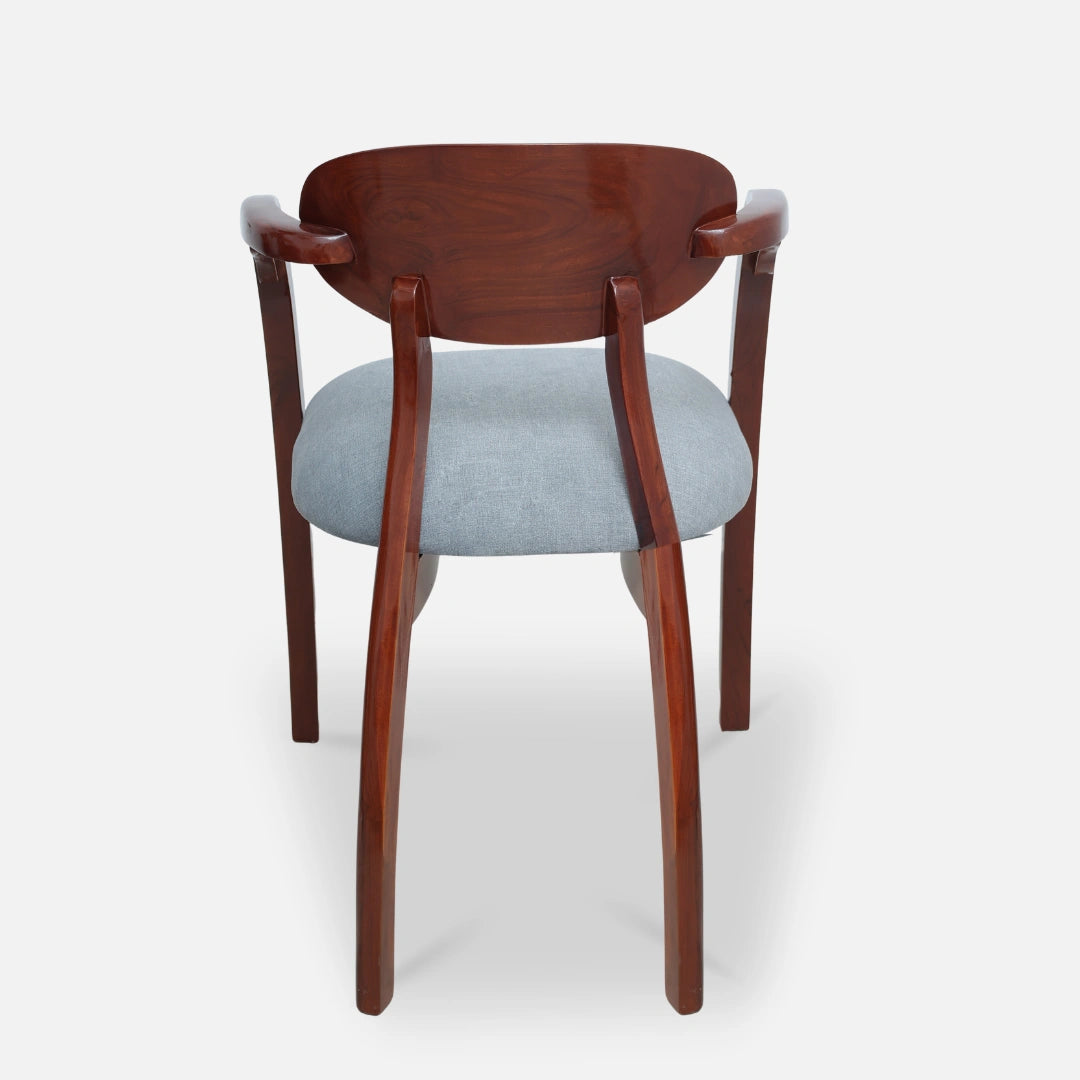back view of Abetos Teak Wood Arm Chairs (Brown Grey) 