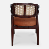 back view of Sahaj Teak Wood Arm Chair (Brown Orange) 