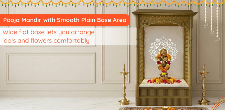  banner Pooja Mandir with Plain Pooja Area Base