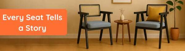Wooden chairs placed in a living room