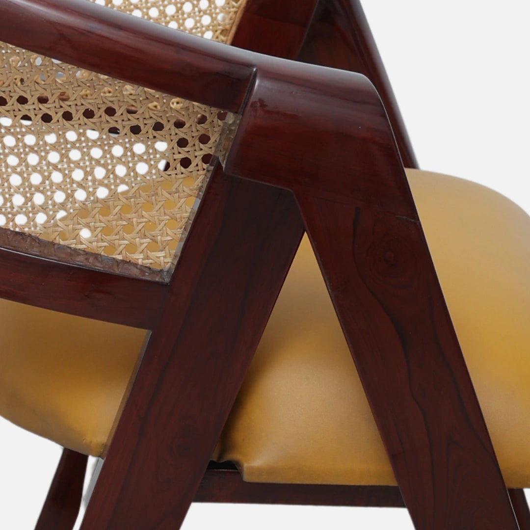 Deymar Teak Wood Arm Chair (Brown Yellow)