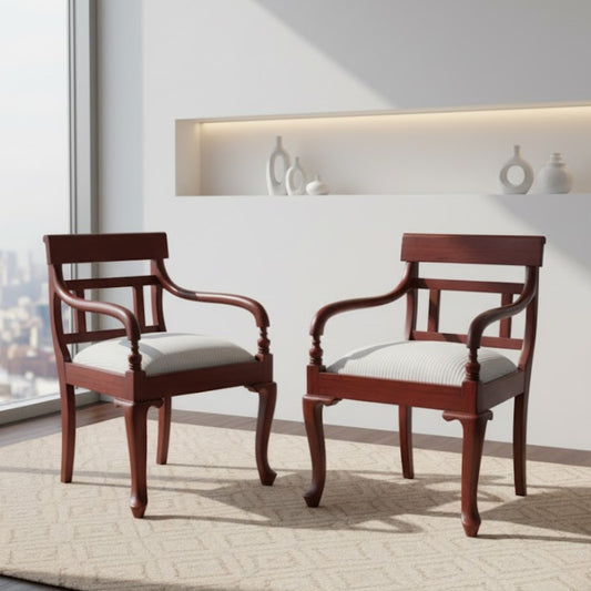 Kyoto Teak Wood Arm Chair (Brown)