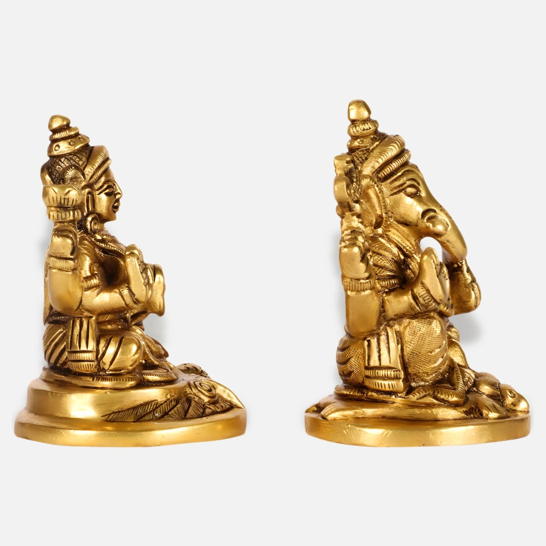 Antique Brass Lakshmi Ganesh Idol 6
