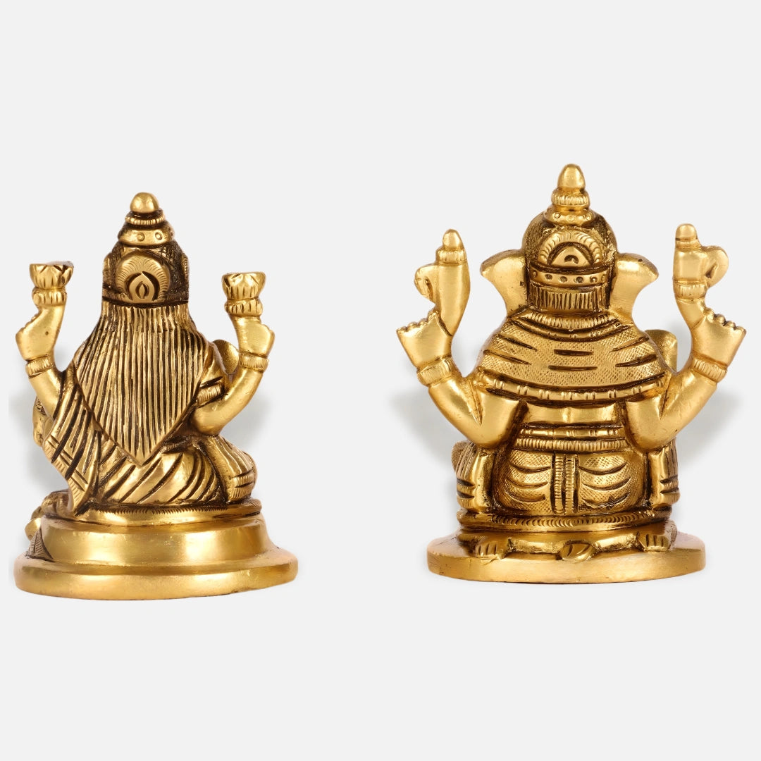 Antique Brass Lakshmi Ganesh Idol 6