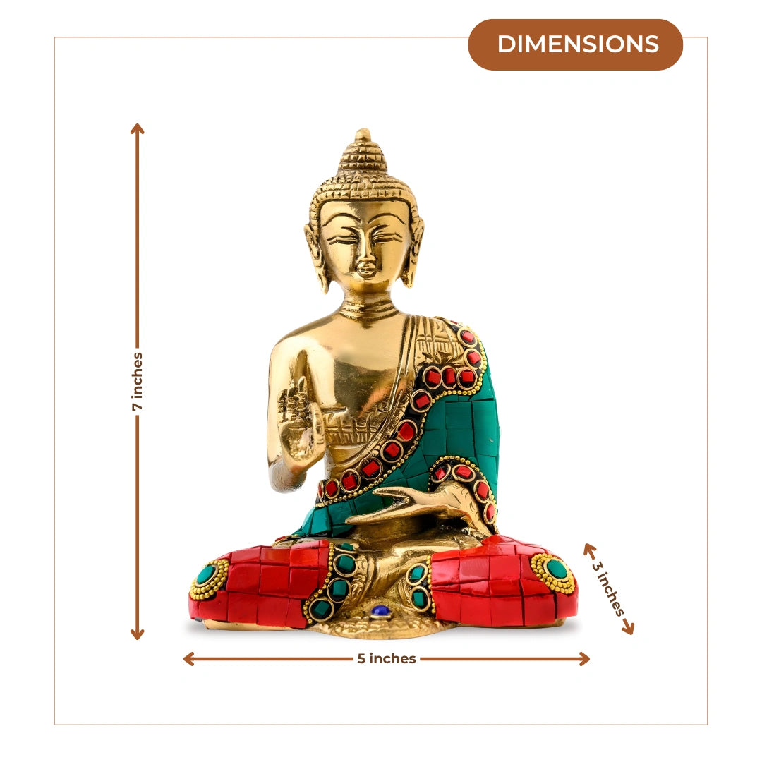 Brass Budha Idol in Abhaya Mudra