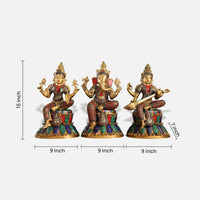 Colorful Stonework Brass Idol Set