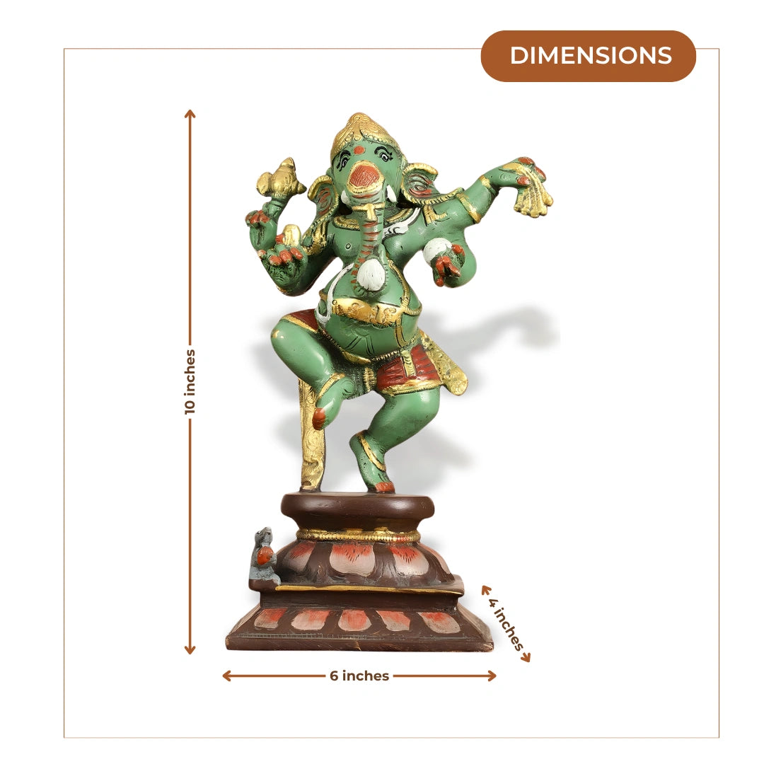 Green Dancing Ganesha Idol