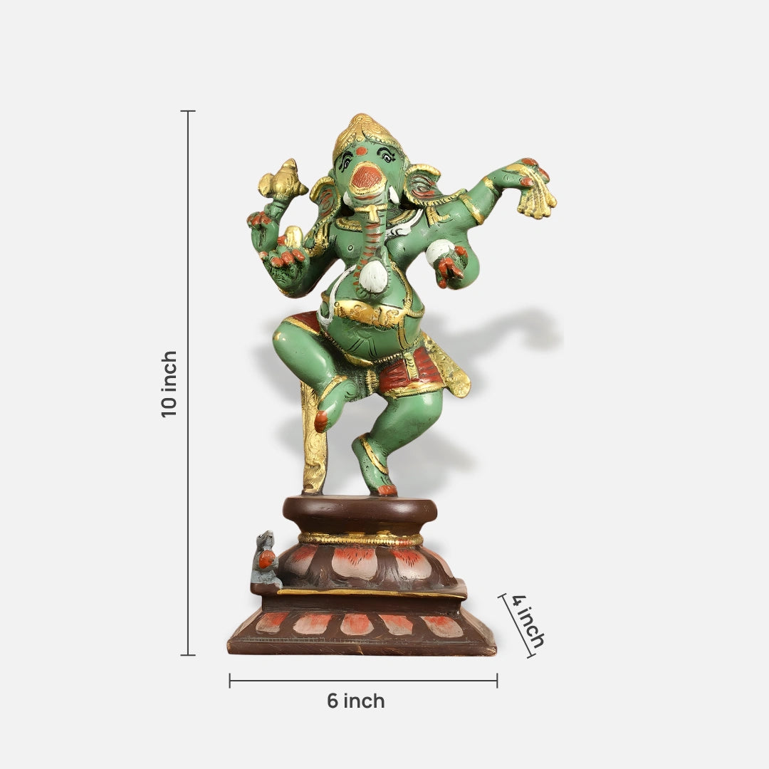 Green Dancing Ganesha Idol