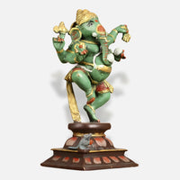 Green Dancing Ganesha Idol