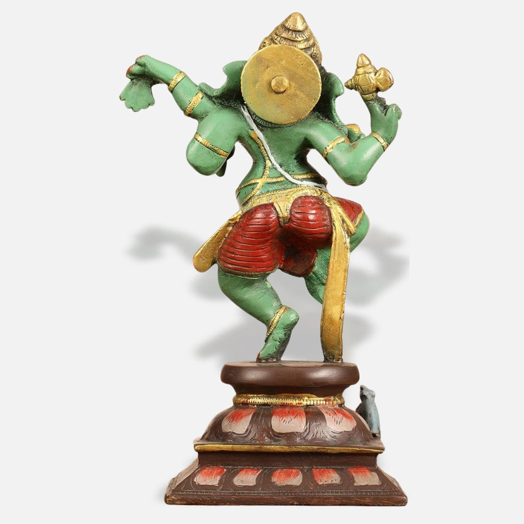 Green Dancing Ganesha Idol