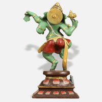 Green Dancing Ganesha Idol