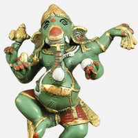 Green Dancing Ganesha Idol