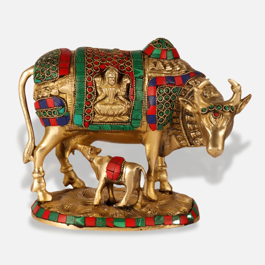 Brass Kamdhenu Cow with Calf