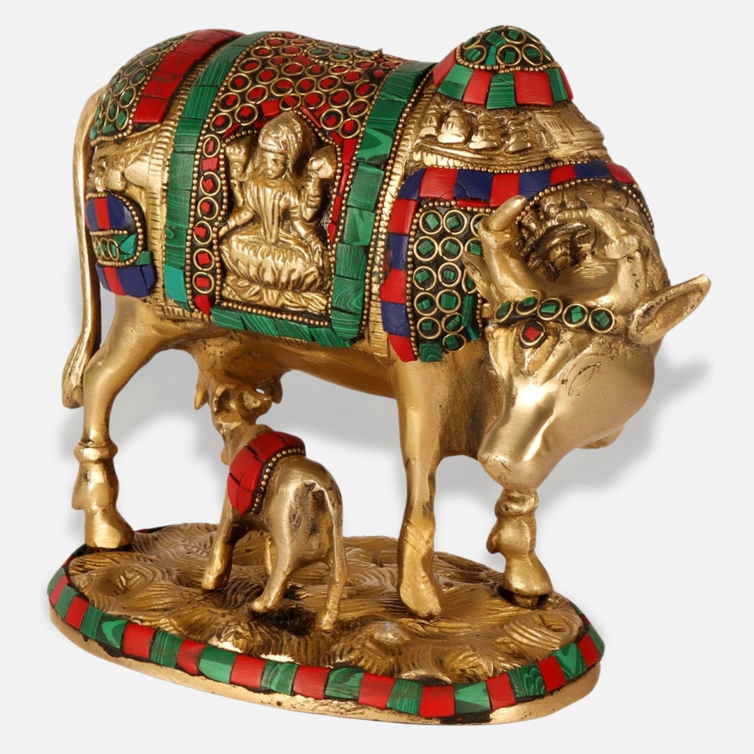 Brass Kamdhenu Cow with Calf