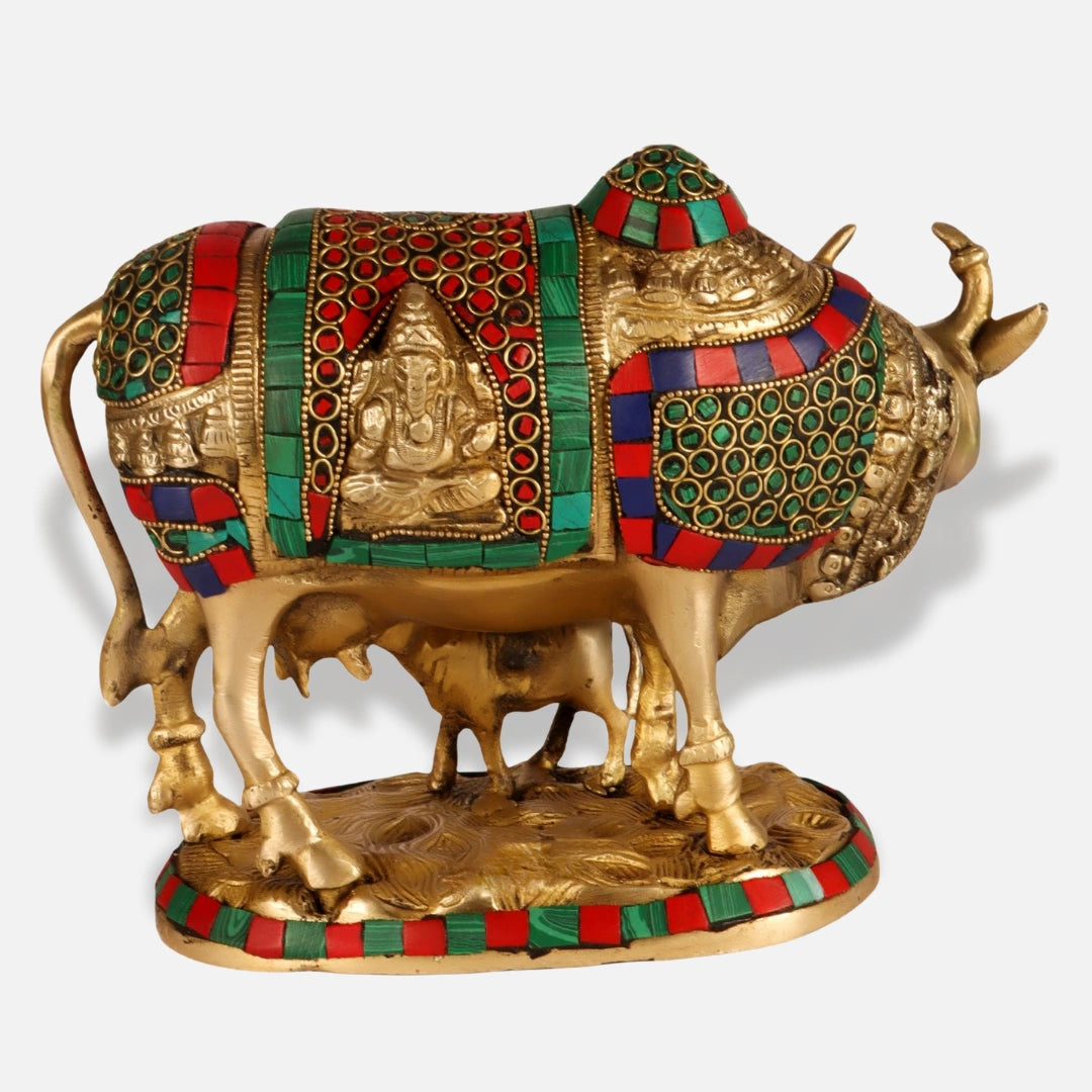 Brass Kamdhenu Cow with Calf