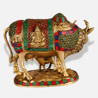 Brass Kamdhenu Cow with Calf