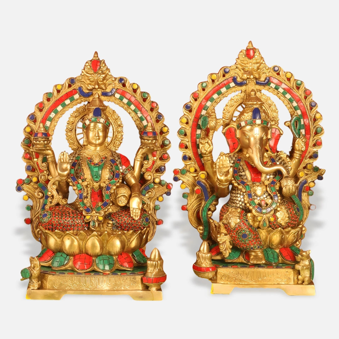 Lakshmi Ganesha Brass Idol 1