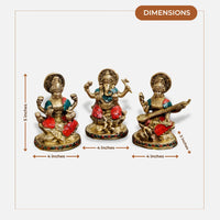Lakshmi Ganesha Saraswati Brass Idol 1