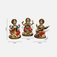 Lakshmi Ganesha Saraswati Brass Idol 1