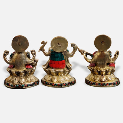 Lakshmi Ganesha Saraswati Brass Idol 1