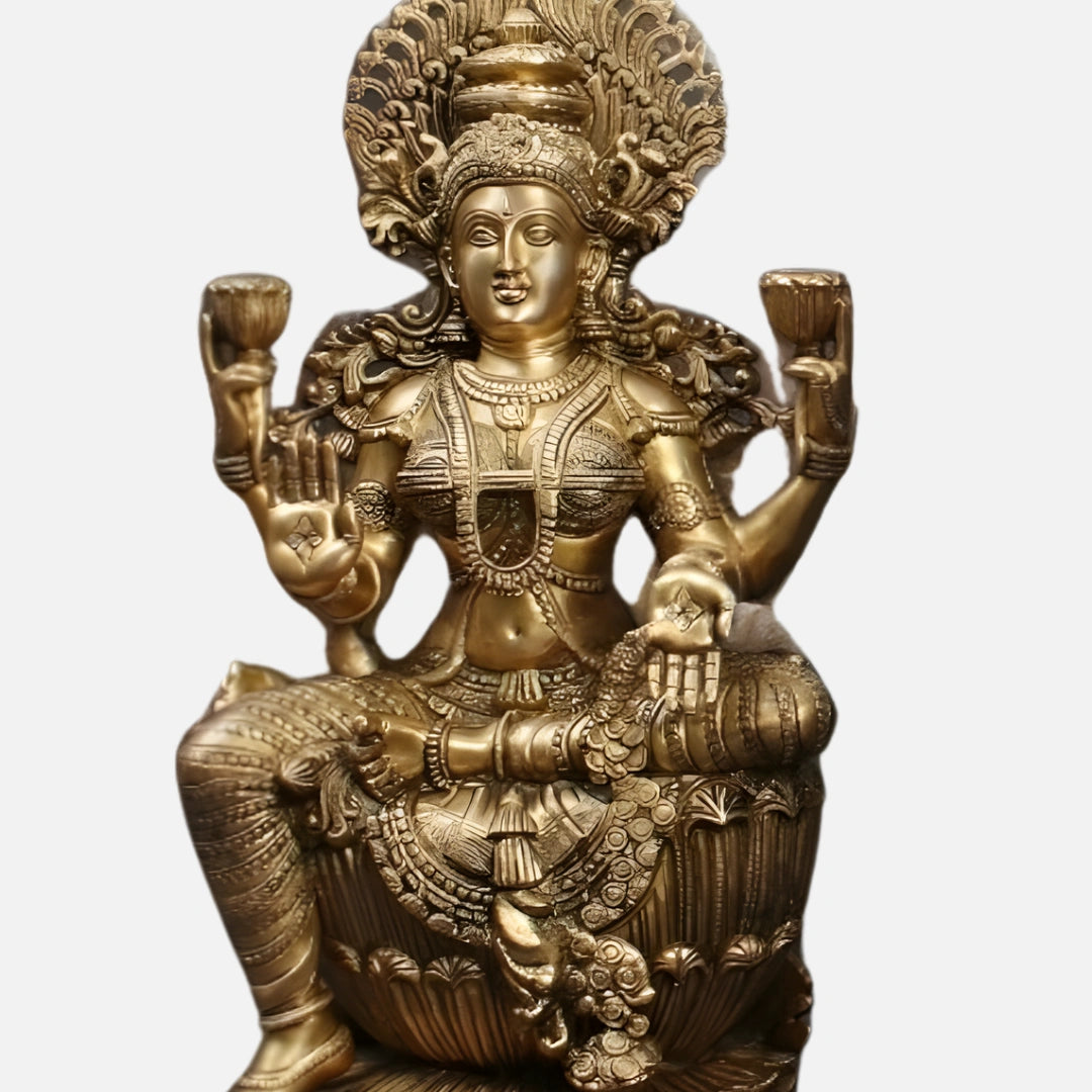 Brass Lakshmi Ganesha Saraswati Idol 7