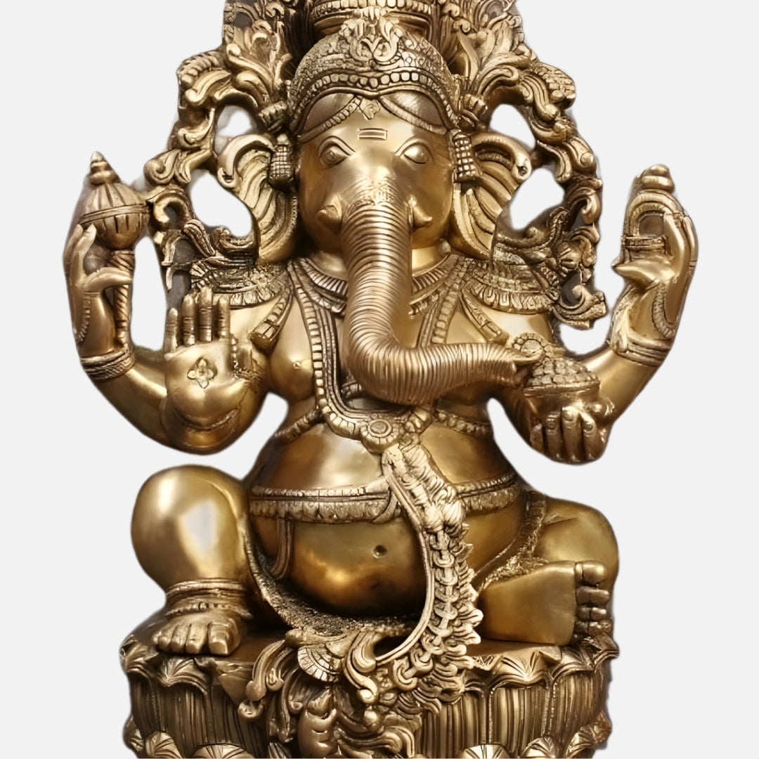 Brass Lakshmi Ganesha Saraswati Idol 7