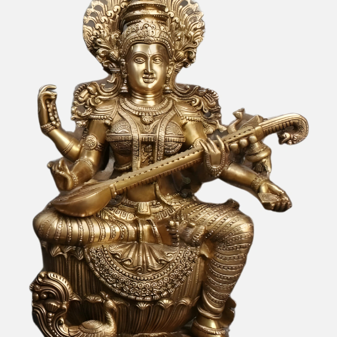Brass Lakshmi Ganesha Saraswati Idol 7