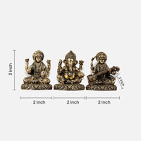Lakshmi Ganesha Saraswati Brass Idol 3