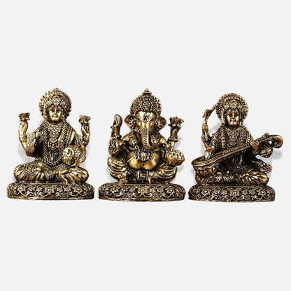Lakshmi Ganesha Saraswati Brass Idol 3