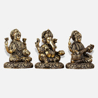 Lakshmi Ganesha Saraswati Brass Idol 3